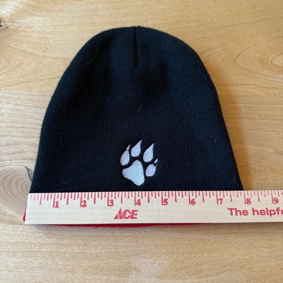 BLACK KNIT BEANIE ANIMAL PAW PRINT CASUAL OUTDOOR HAT STREETWEAR - Picture 5 of 8